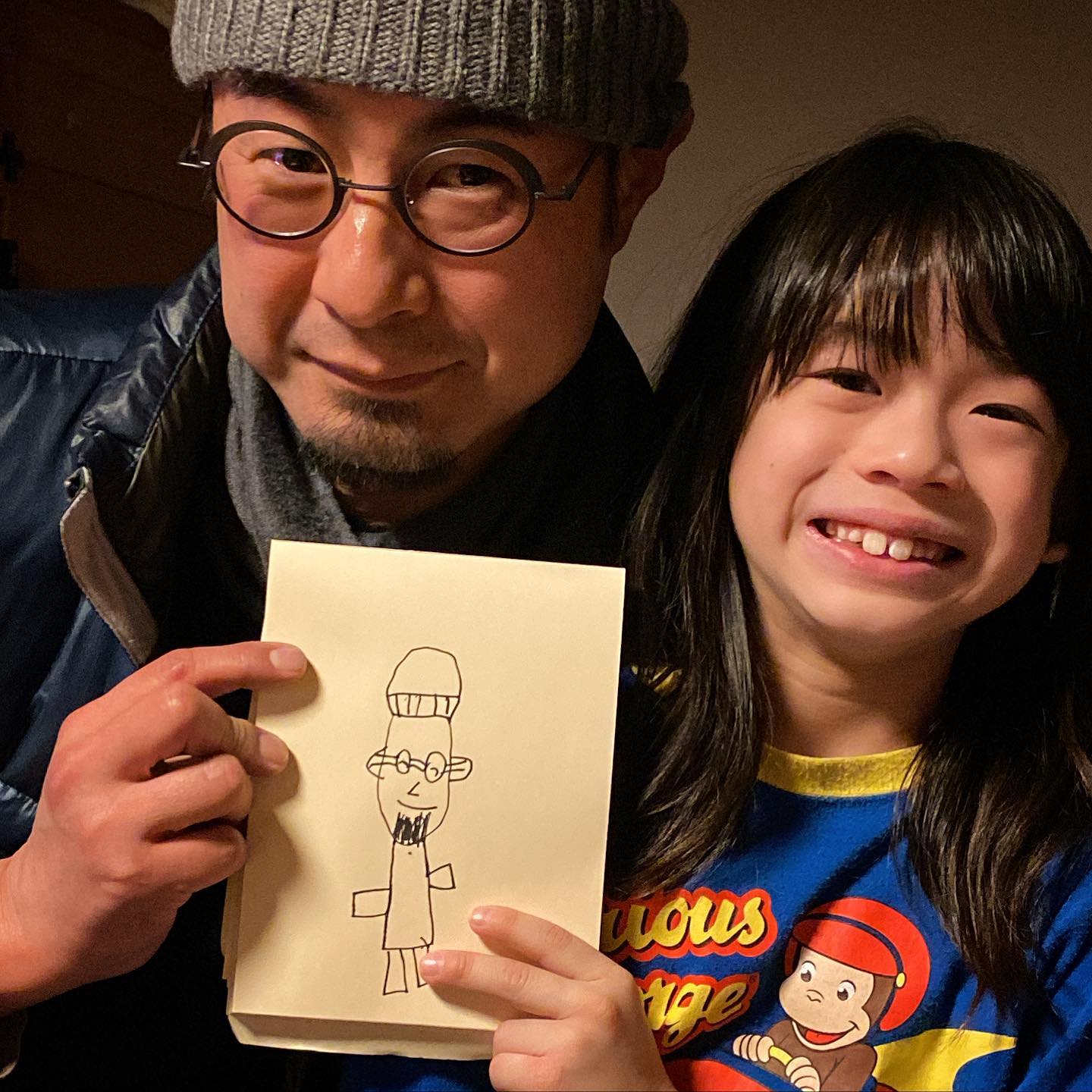 大晦日は甥っ子のコテツくんがワタクシの似顔絵を描いてくれました！いや、ソックリじゃん！（笑）ありがとう〜！（お）