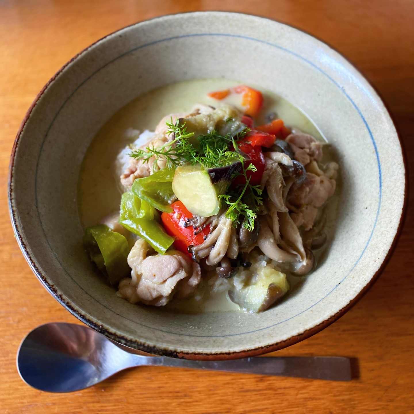 海の日でも月曜日はお休みですよ！の定休日。今日はどうしてもグリーンカレーが食べたいと水曜日くらいから思っていたのだ。
みんなの休日と同じ日に出かけると、人混みに慣れてないので、今日はおうちでゆっくりしますよ。